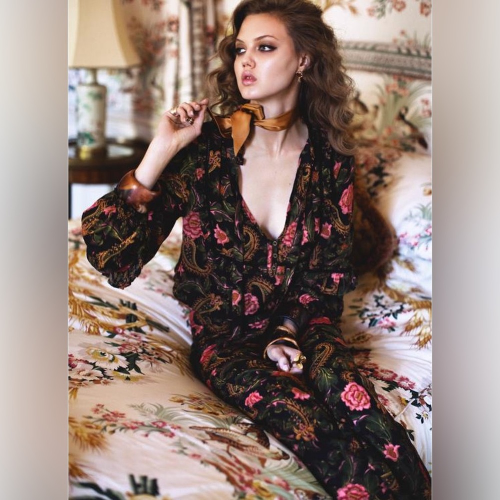 Spell Etienne noir top and pant set both size S
